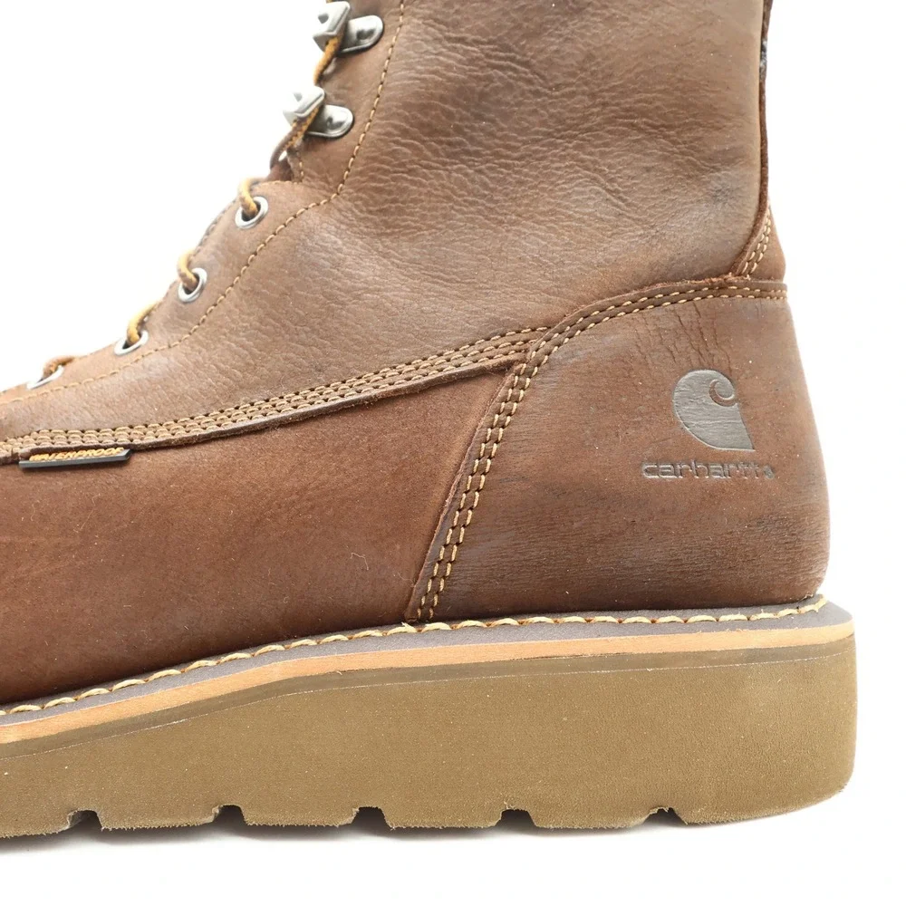 Carhartt 8-Inch Wedge Boot Mens 13 Brown Leather Soft Toe Waterproof New FW8093